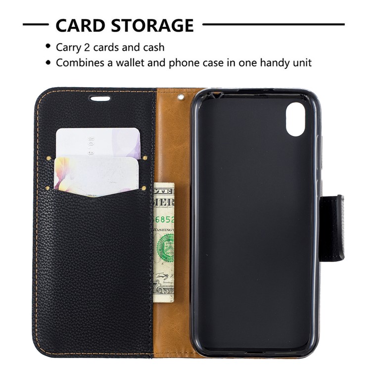 Litchi Skin Leather Wallet Case for Huawei Y5 (2019) / Honor 8S - Black-6