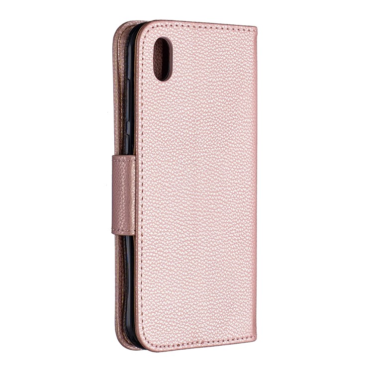 Funda Billetera De Piel Litchi Para Huawei Y5 (2019) / Honor 8S - Oro Rosa-3