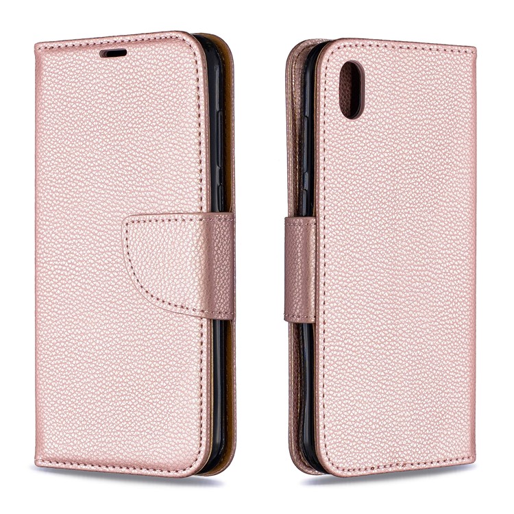 Funda Billetera De Piel Litchi Para Huawei Y5 (2019) / Honor 8S - Oro Rosa-4