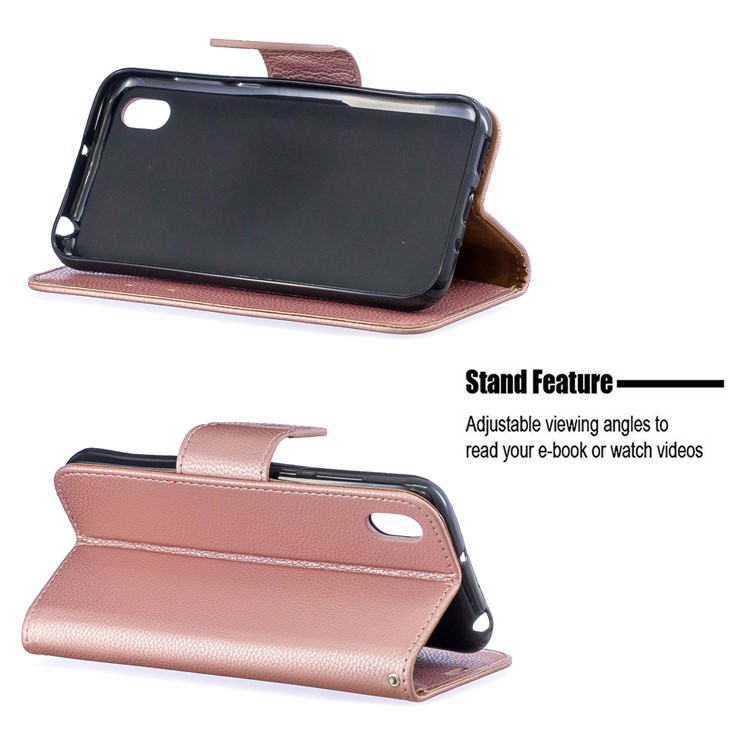 Funda Billetera De Piel Litchi Para Huawei Y5 (2019) / Honor 8S - Oro Rosa-5