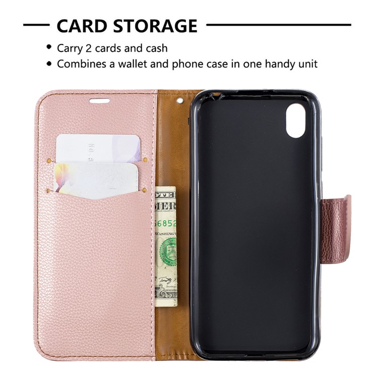 Funda Billetera De Piel Litchi Para Huawei Y5 (2019) / Honor 8S - Oro Rosa-6