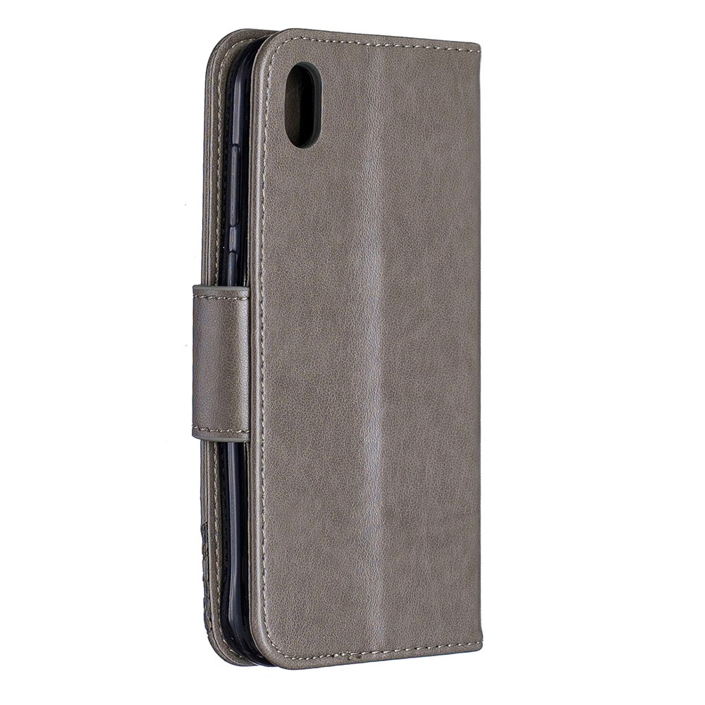 Imprint Butterfly Leather Wallet Case for Huawei Y5 (2019) / Honor 8S - Grey-3