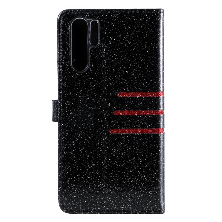 Glitter Powder TPU+PU Leather Wallet Leather Phone Casing for Huawei P30 Pro - Black-3