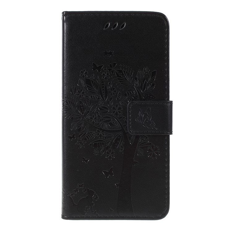 Imprint Cat and Tree Pattern PU Leather Wallet Stand Cover Case for Huawei Y5 (2019) / Honor 8S - Black-3