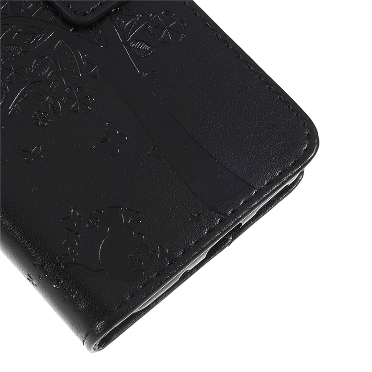 Imprint Cat and Tree Pattern PU Leather Wallet Stand Cover Case for Huawei Y5 (2019) / Honor 8S - Black-4