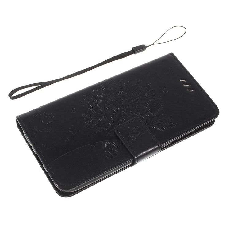 Imprint Cat and Tree Pattern PU Leather Wallet Stand Cover Case for Huawei Y5 (2019) / Honor 8S - Black-9