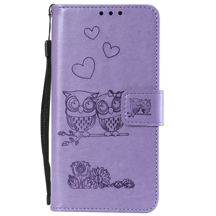 Funda Impresa Con Estampado De Piel De Búho De Cuero Para Huawei P30 Lite / Nova 4e - Púrpura-2