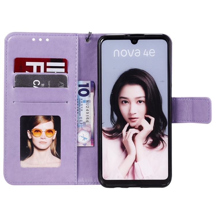 Funda Impresa Con Estampado De Piel De Búho De Cuero Para Huawei P30 Lite / Nova 4e - Púrpura-3