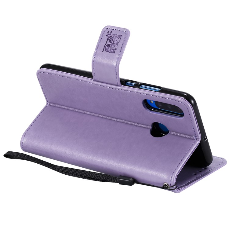 Funda Impresa Con Estampado De Piel De Búho De Cuero Para Huawei P30 Lite / Nova 4e - Púrpura-4