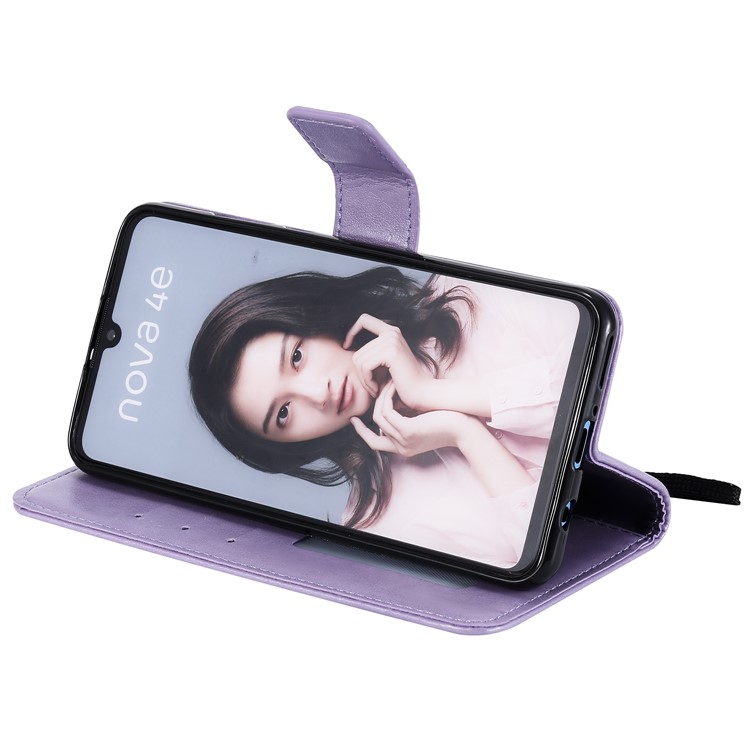 Funda Impresa Con Estampado De Piel De Búho De Cuero Para Huawei P30 Lite / Nova 4e - Púrpura-5