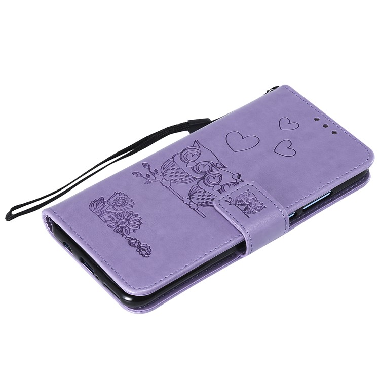 Funda Impresa Con Estampado De Piel De Búho De Cuero Para Huawei P30 Lite / Nova 4e - Púrpura-6