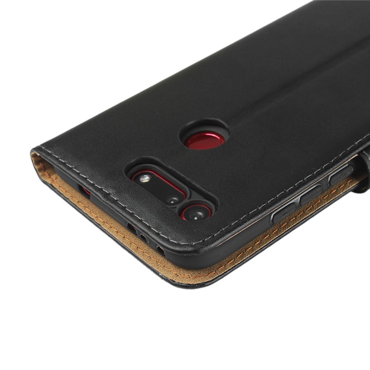 Echtes Leder Brieftasche Stand Abdeckung Fall Für Huawei Honor View 20 / Huawei Ehre V20 - Schwarz-11