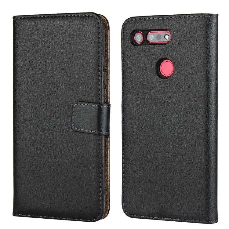 Echte Leder -brieftasche Stand Cover Hülle Für Huawei Honor View 20 / Huawei Honor V20 - Schwarz-2