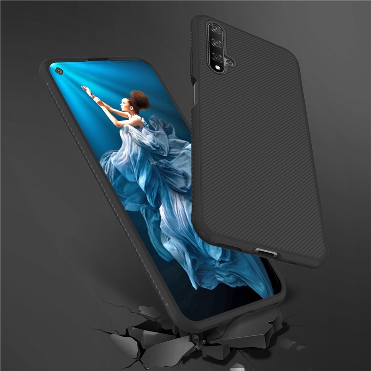 Jazz Series Twill Texture TPU Phone Cover for Huawei Honor View 20 / Honor V20 - Black-6