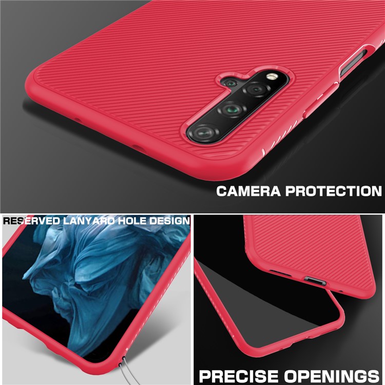 Jazz Series Twill Texture TPU Phone Cover for Huawei Honor View 20 / Honor V20 - Red-4