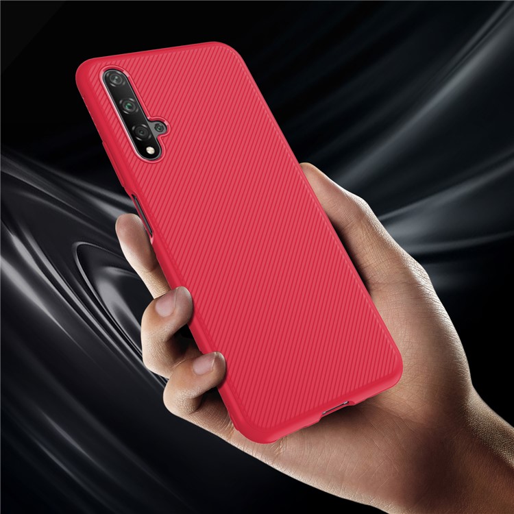 Jazz Series Twill Texture TPU Phone Cover for Huawei Honor View 20 / Honor V20 - Red-5