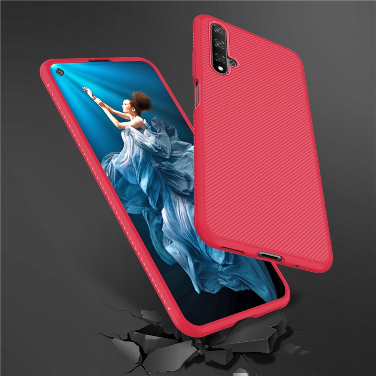 Jazz Series Twill Texture TPU Phone Cover for Huawei Honor View 20 / Honor V20 - Red-6