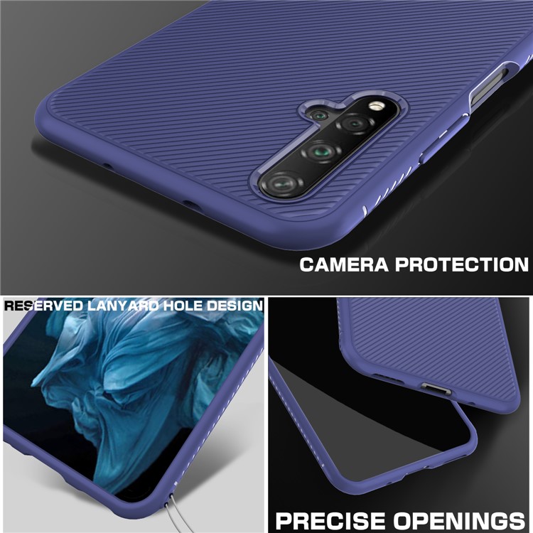 Jazz Series Twill Texture TPU Phone Cover for Huawei Honor View 20 / Honor V20 - Dark Blue-4