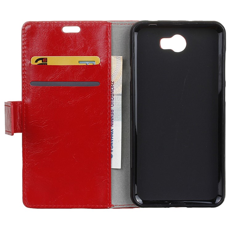Crazy Horse Wallet Leather Phone Case for Huawei Y5II / Y5II - Red-3