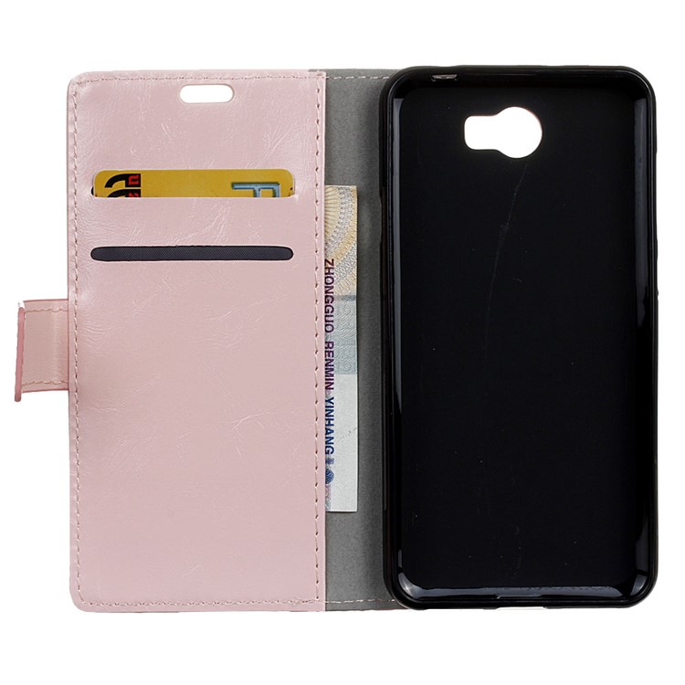Crazy Horse Magnetic Leather Stand Case for Huawei Y5II / Y5II - Pink-3