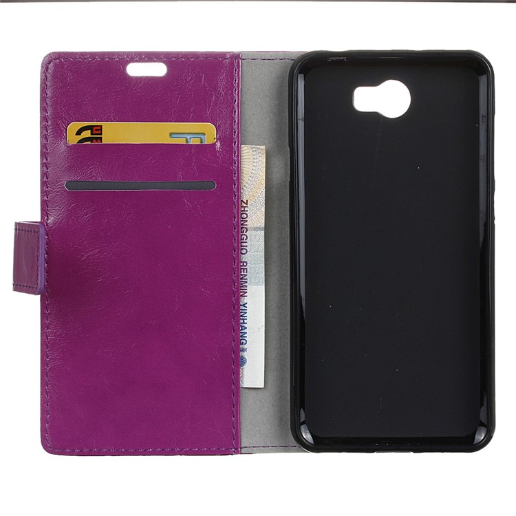 Crazy Horse Wallet Leather Cover Case for Huawei Y5II / Y5II - Purple-3