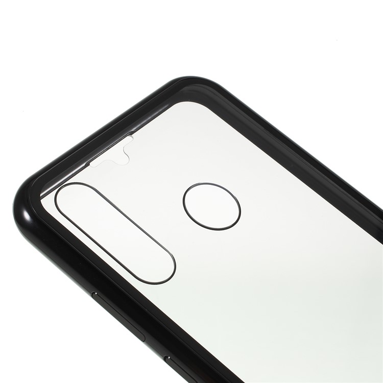 Marco de Metal de Adsorción Magnética + Vidrutinería Doble Protección Completa Concha de Teléfono Para Huawei P30 Lite/Nova 4e - Negro