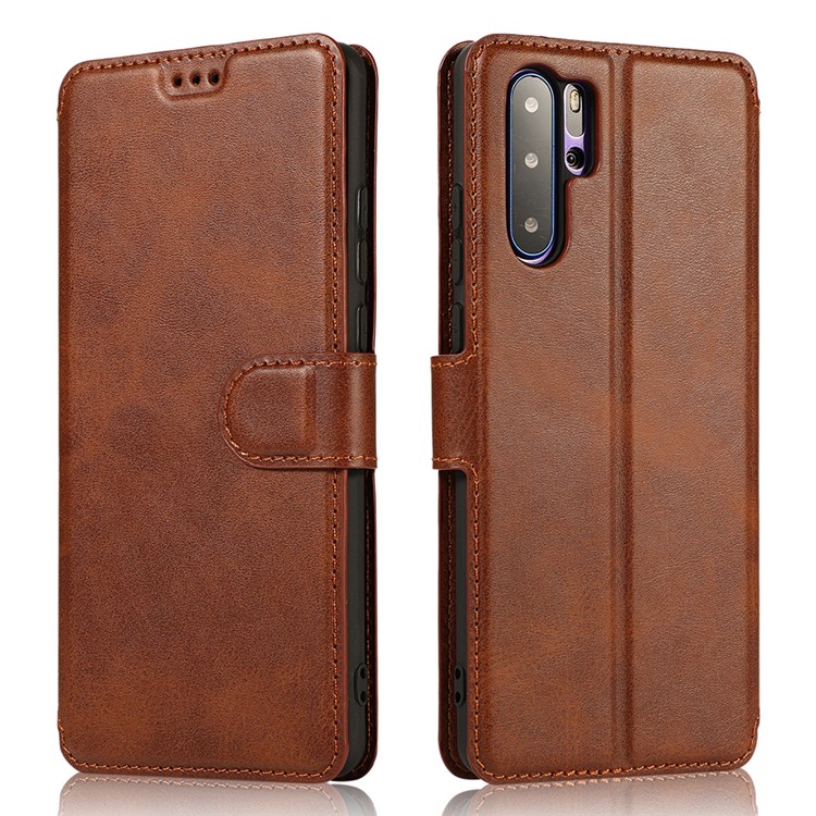 PU Leather + TPU Wallet Style Protection Phone Stand Case for Huawei P30 Pro - Brown-1