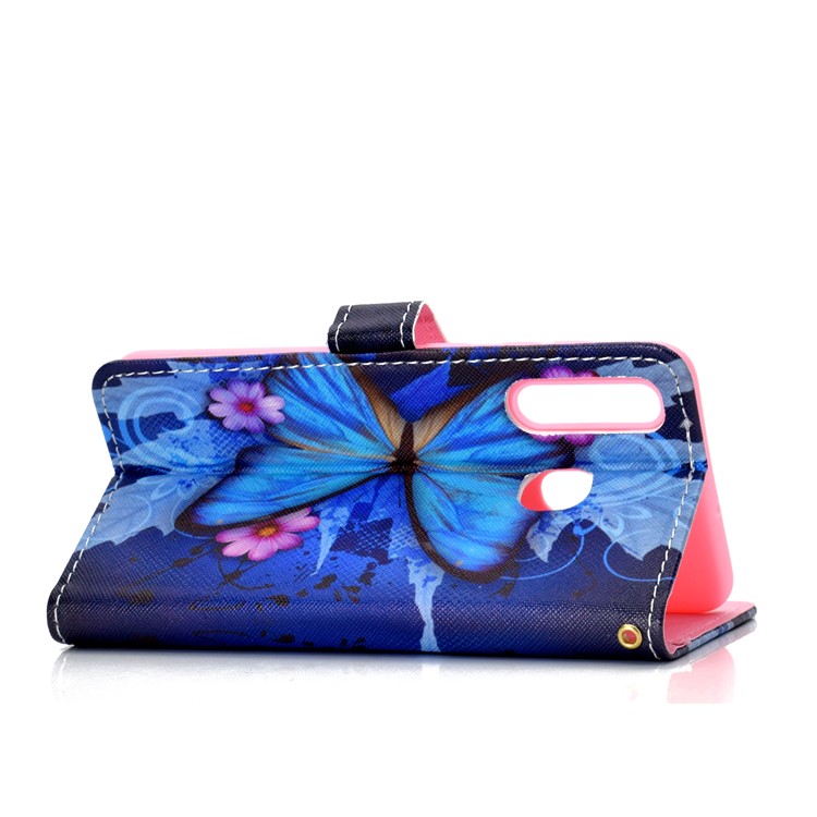 Pattern Printing Wallet Stand Leather Protective Case with Strap for Huawei P Smart+ 2019 / Enjoy 9s - Blue Butterflies-5