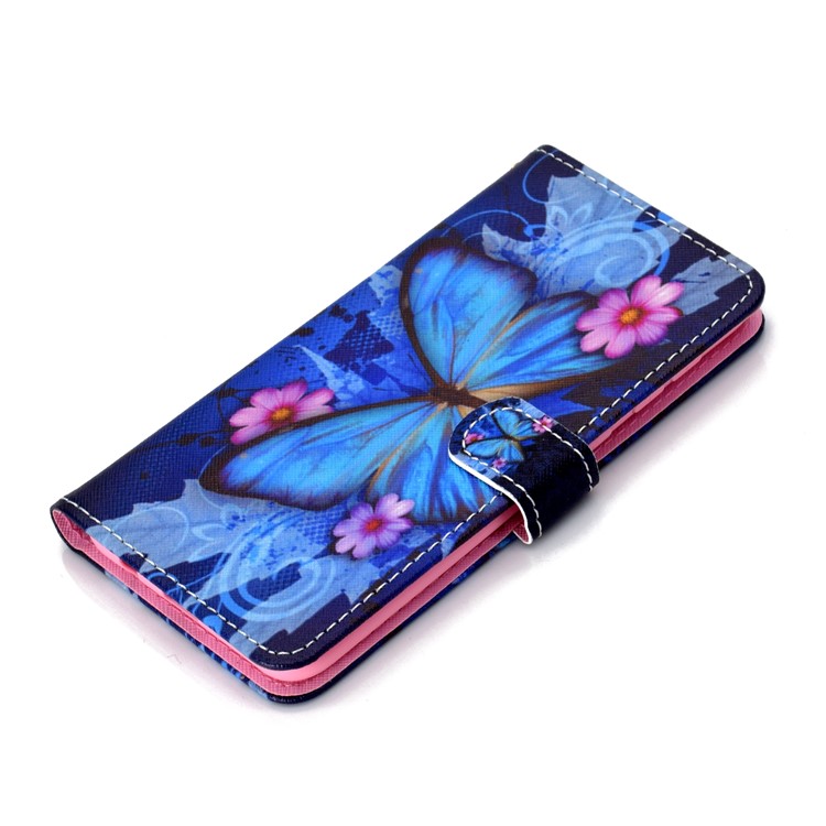 Pattern Printing Wallet Stand Leather Protective Case with Strap for Huawei P Smart+ 2019 / Enjoy 9s - Blue Butterflies-6