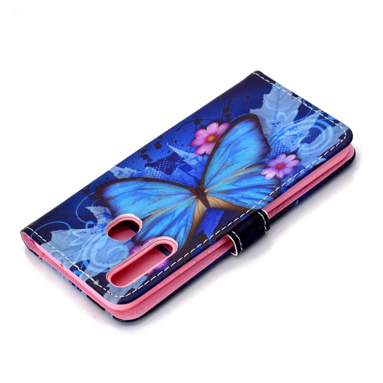 Pattern Printing Wallet Stand Leather Protective Case with Strap for Huawei P Smart+ 2019 / Enjoy 9s - Blue Butterflies-7