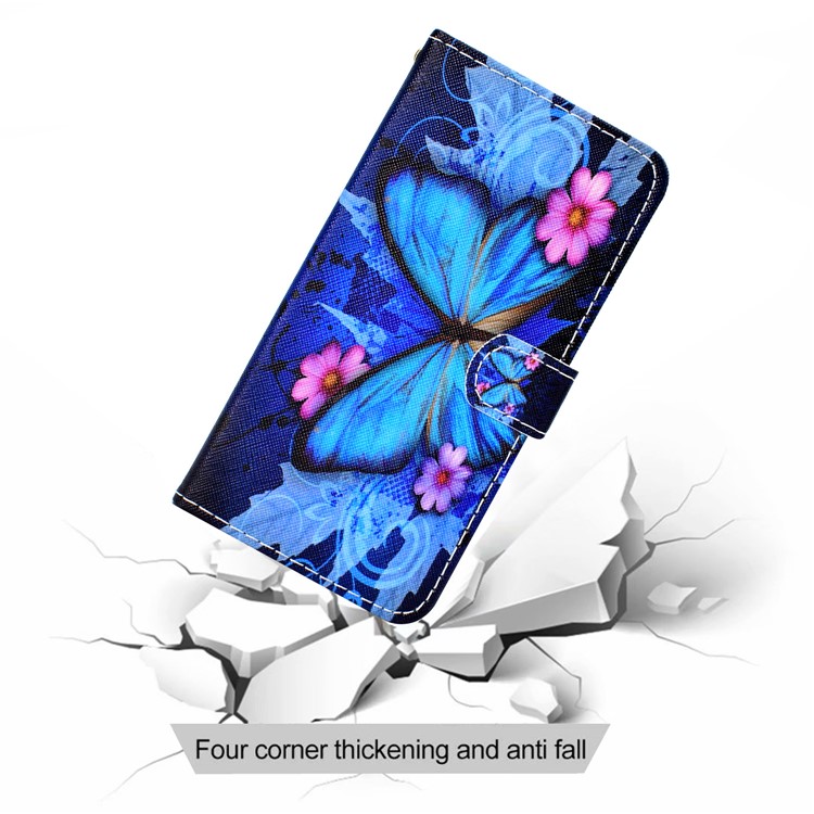 Pattern Printing Wallet Stand Leather Protective Case with Strap for Huawei P Smart+ 2019 / Enjoy 9s - Blue Butterflies-8