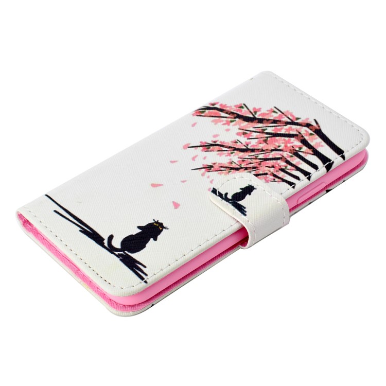 Pattern Printing Wallet Flip Leather Phone Cover with Strap for Huawei Honor 8S - Flower Tree and Cat-5