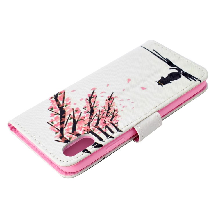 Pattern Printing Wallet Flip Leather Phone Cover with Strap for Huawei Honor 8S - Flower Tree and Cat-6