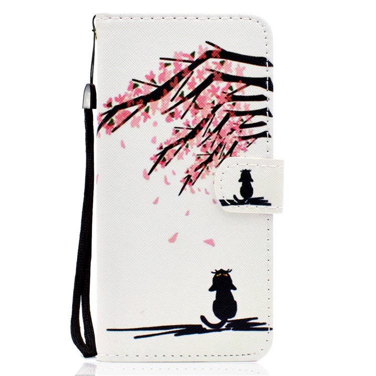 Pattern Printing Wallet Flip Leather Phone Cover with Strap for Huawei Honor 8S - Flower Tree and Cat-9