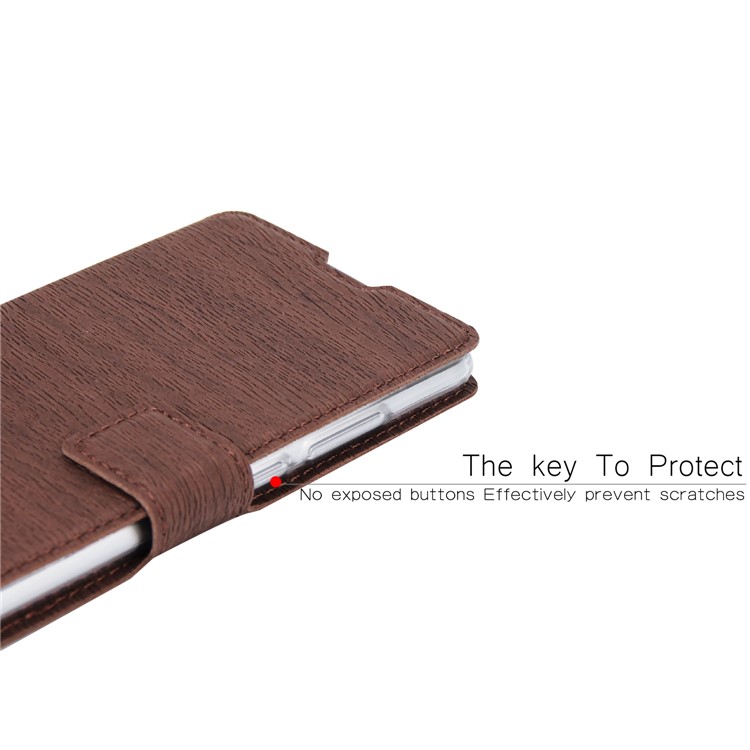 Wood Grain PU Leather Stand Card Slots TPU Casing with Hang Rope for Huawei P30 - Brown-4