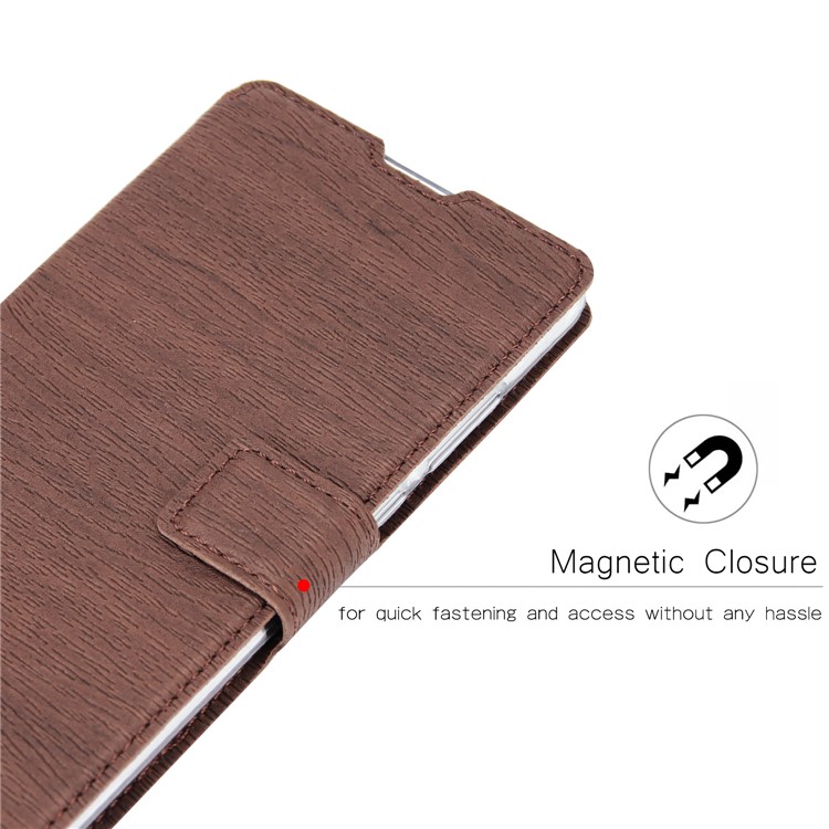 Wood Grain PU Leather Stand Card Slots TPU Casing with Hang Rope for Huawei P30 - Brown-8