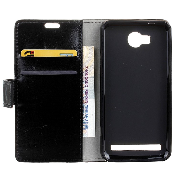 Crazy Horse Leather Wallet Case for Huawei Y3II / Y3 II - Black-3