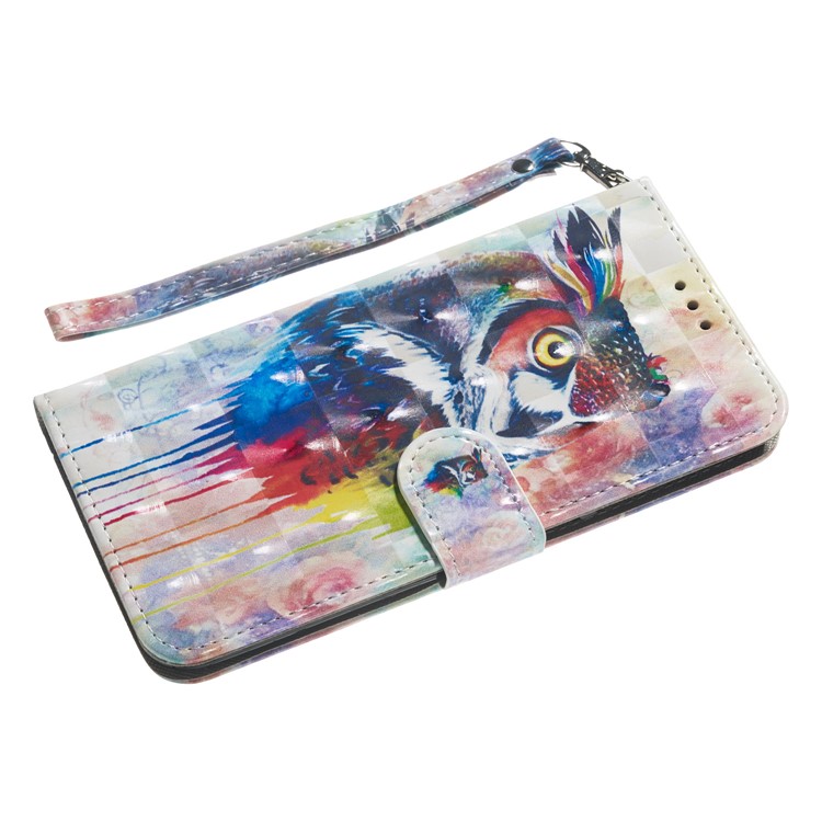 Pattern Printing Light Spot Decor Wallet Style Flip Leather Casing for Huawei Y7 (2019) / Enjoy 9 - Colorful Owl-11