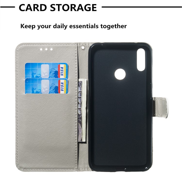 Pattern Printing Light Spot Decor Wallet Style Flip Leather Casing for Huawei Y7 (2019) / Enjoy 9 - Colorful Owl-2