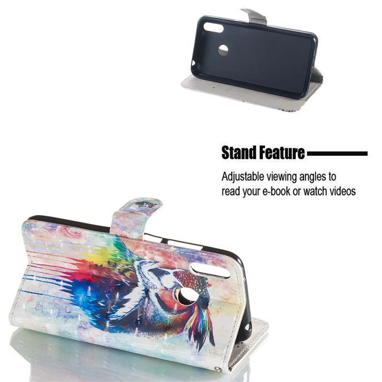 Pattern Printing Light Spot Decor Wallet Style Flip Leather Casing for Huawei Y7 (2019) / Enjoy 9 - Colorful Owl-3