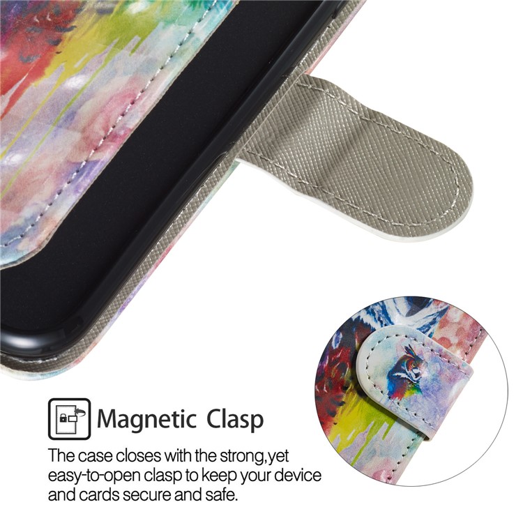 Pattern Printing Light Spot Decor Wallet Style Flip Leather Casing for Huawei Y7 (2019) / Enjoy 9 - Colorful Owl-4