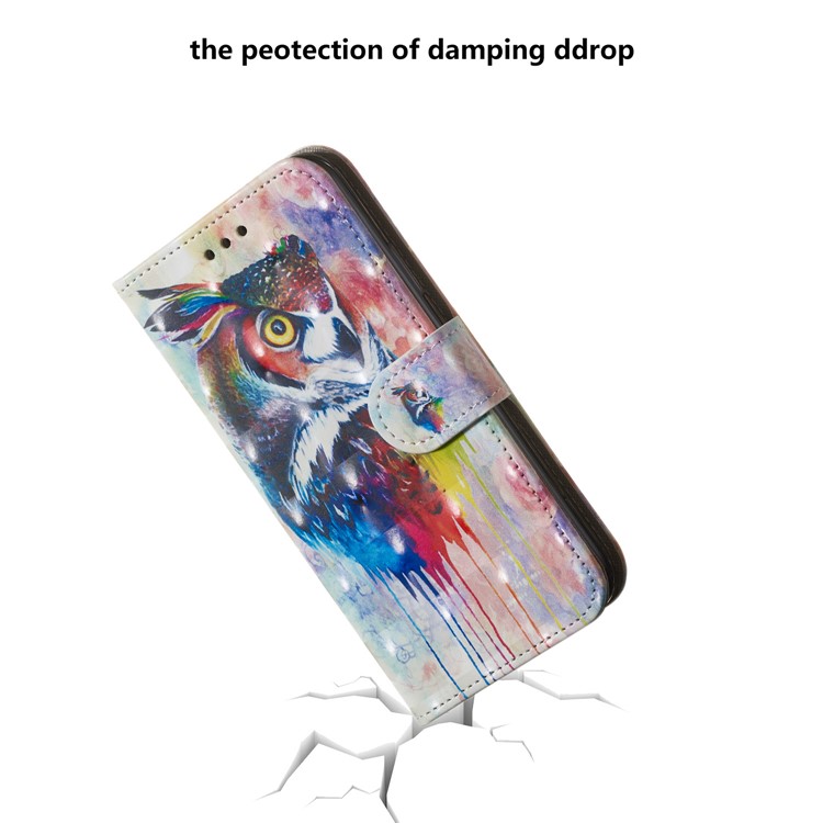 Pattern Printing Light Spot Decor Wallet Style Flip Leather Casing for Huawei Y7 (2019) / Enjoy 9 - Colorful Owl-5