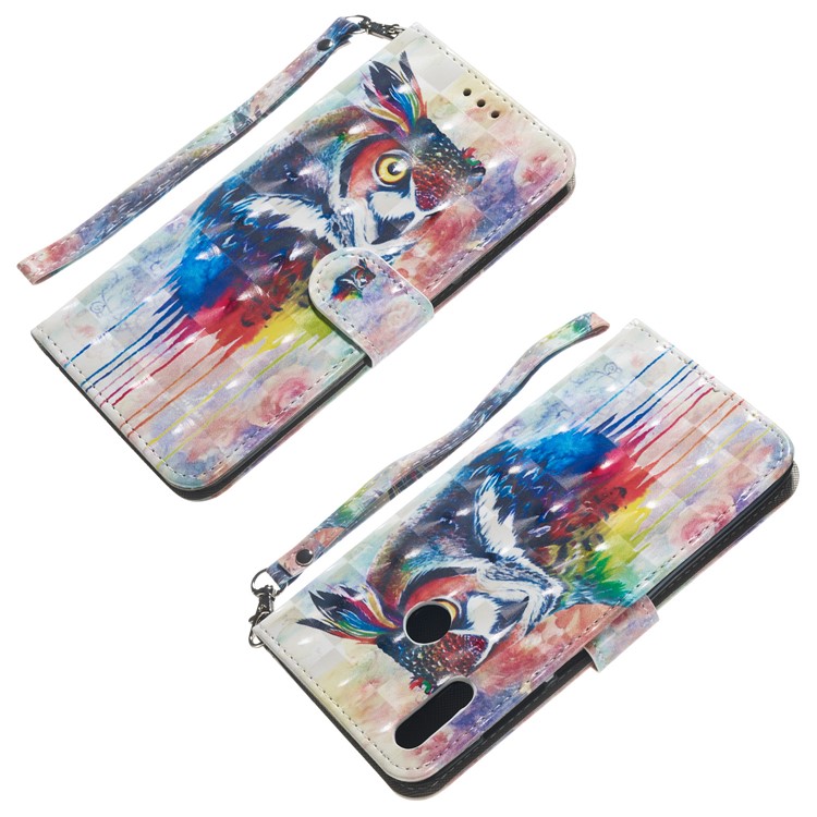 Pattern Printing Light Spot Decor Wallet Style Flip Leather Casing for Huawei Y7 (2019) / Enjoy 9 - Colorful Owl-6