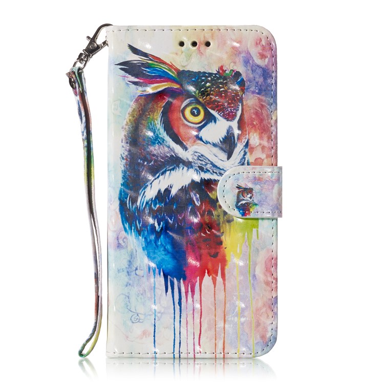 Pattern Printing Light Spot Decor Wallet Style Flip Leather Casing for Huawei Y7 (2019) / Enjoy 9 - Colorful Owl-7