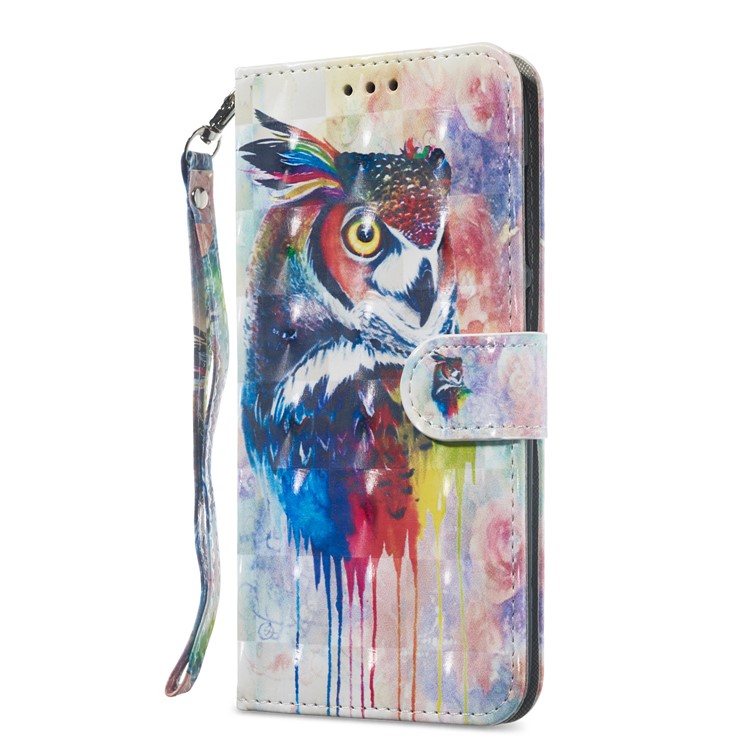 Pattern Printing Light Spot Decor Wallet Style Flip Leather Casing for Huawei Y7 (2019) / Enjoy 9 - Colorful Owl-8