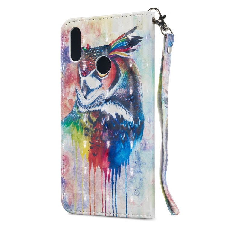 Pattern Printing Light Spot Decor Wallet Style Flip Leather Casing for Huawei Y7 (2019) / Enjoy 9 - Colorful Owl-9