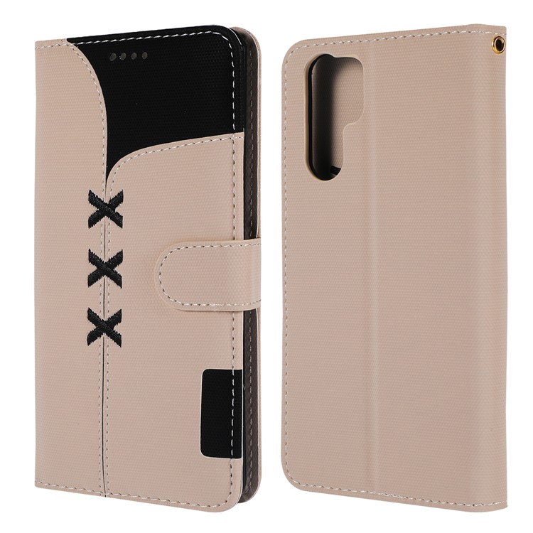 Embroidery Design Filp Leather Wallet Phone Cover Case for Huawei P30 Pro - Khaki-4