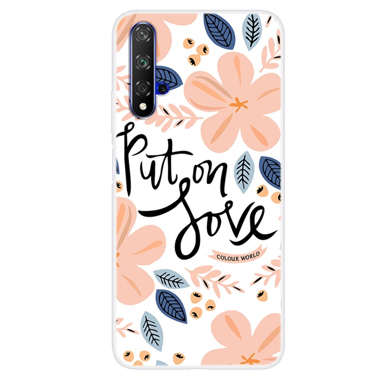 Pattern Printing TPU Case for Huawei Honor 20 - Flower Pattern-1