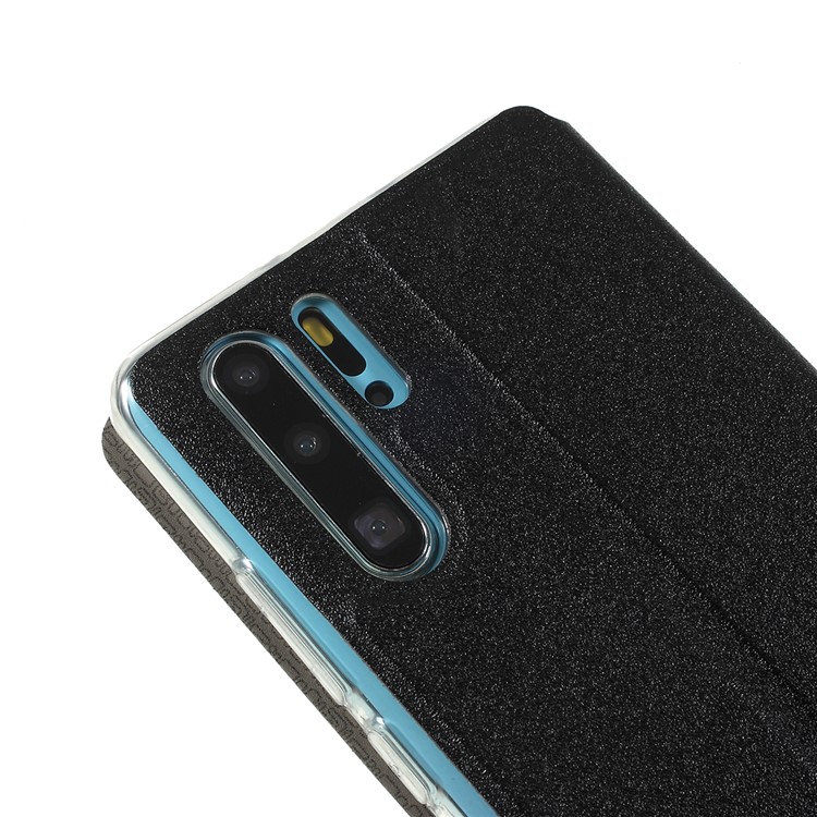 View Window Stand Leather Protective Casing with Touch Slide Button for Huawei P30 Pro - Black-5