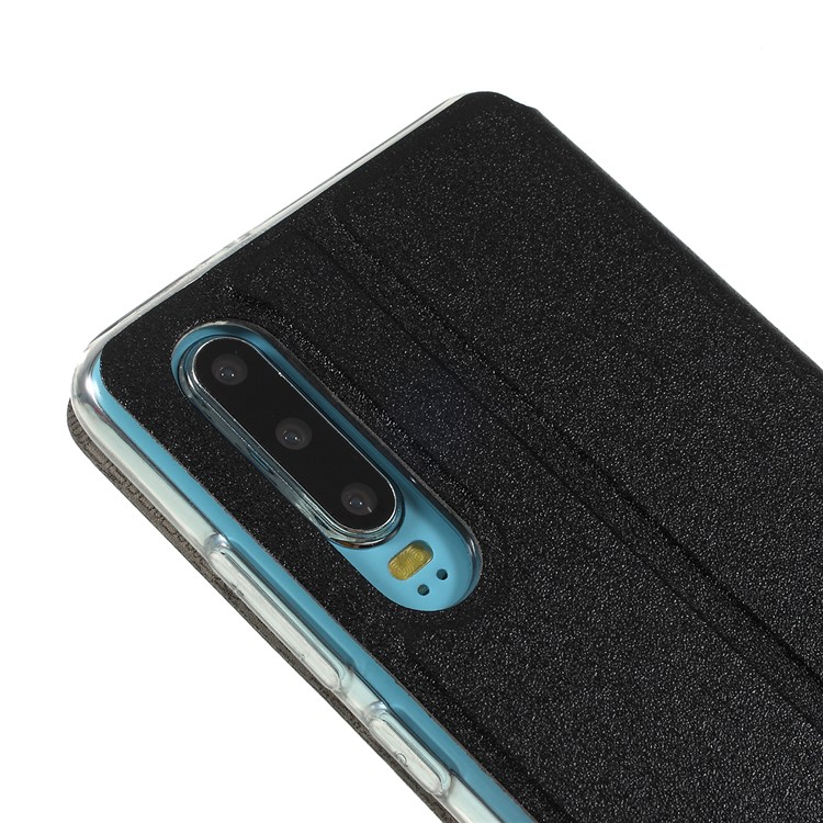 Touch Slide View Window Stand Leather Cell Phone Case for Huawei P30 - Black-5